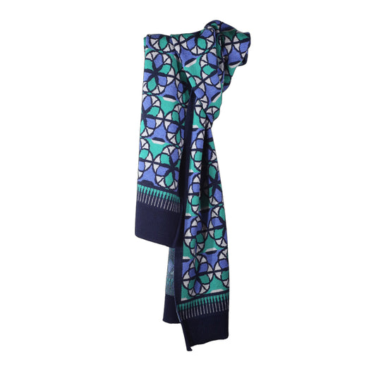 FLOWER OF LIFE SCARF IN BLUE EMERALD