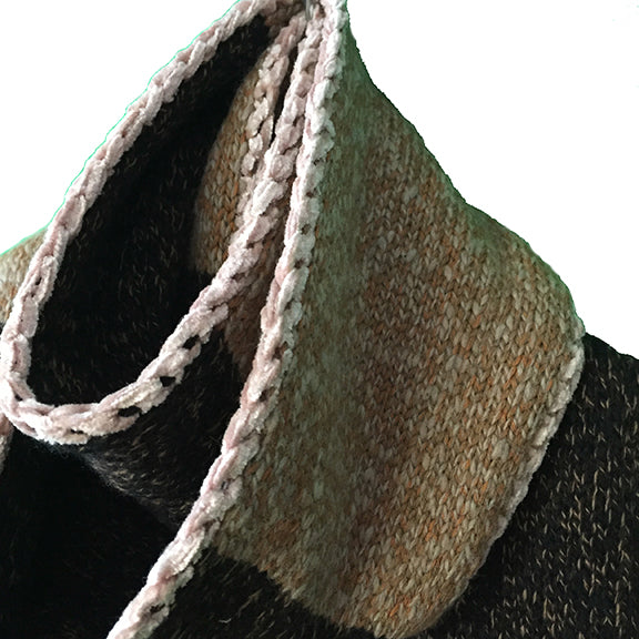 MARCIA SCARF IN UPCYCLED CASHMERE TWEED WITH CHENILLE CROCHET